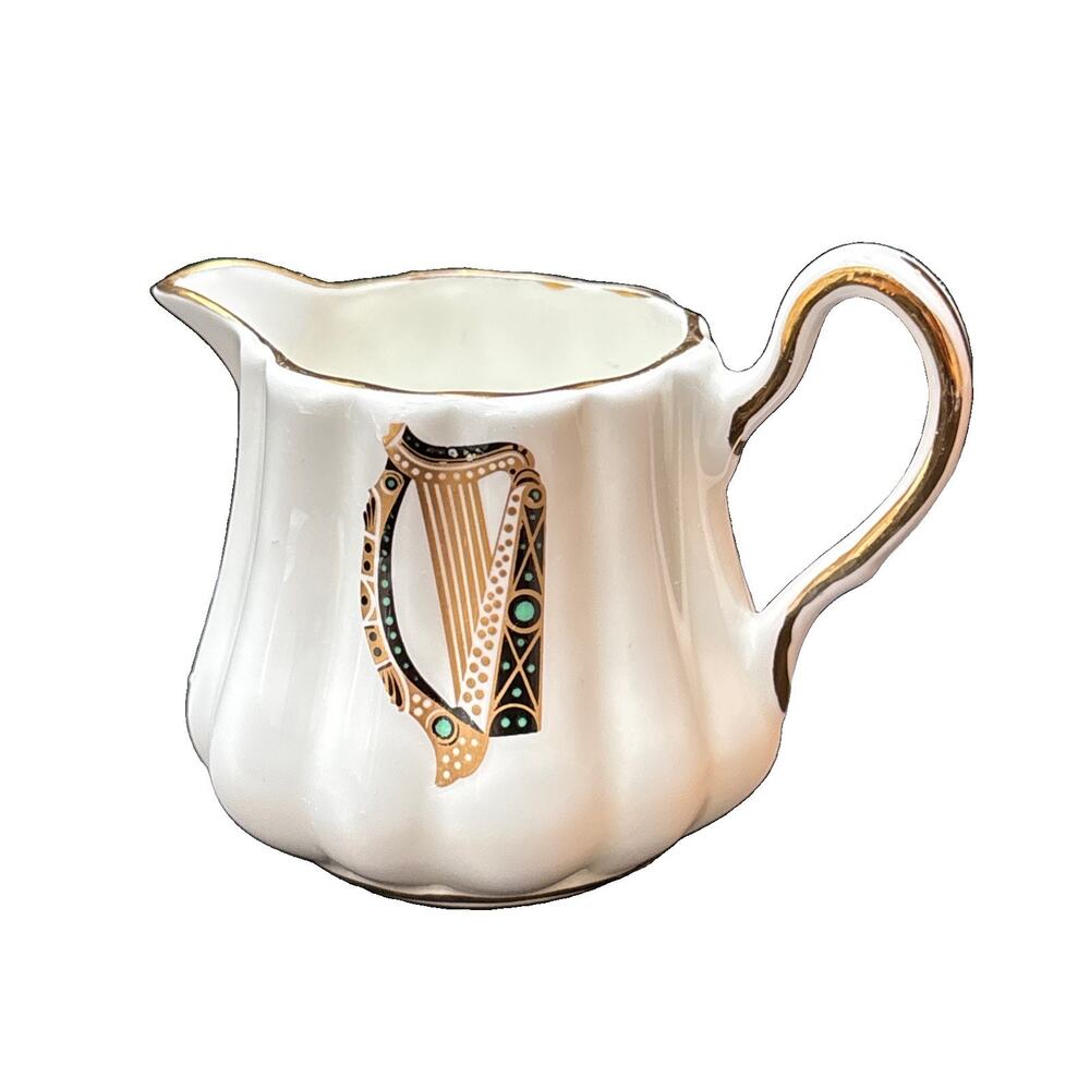 Royal Tara Ireland Small Creamer Porcelain IRISH HARP PATTERN 2.5” Celtic Harp